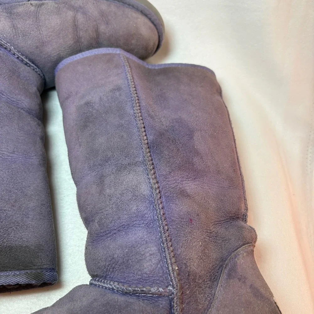 UGG Australia Classic Tall Purple Suede Sheepskin Boots Womens 5815